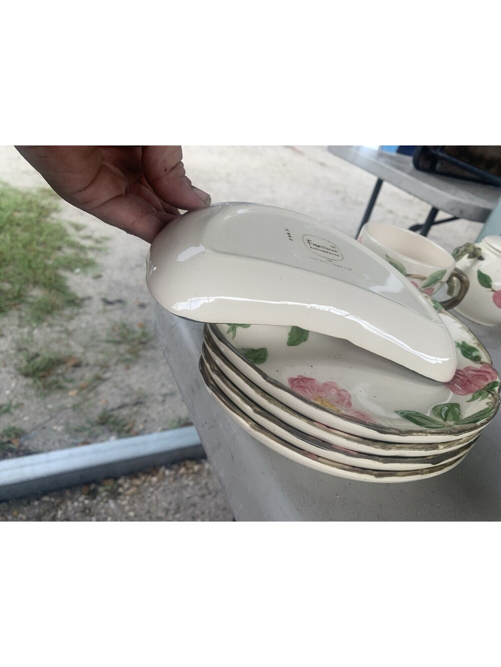Desert Rose Crescent Salad Plate Early USA